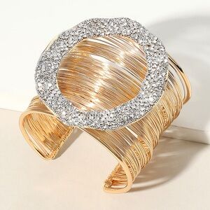 Gold and Silver Cuff Bracelet with Sparkling Accents